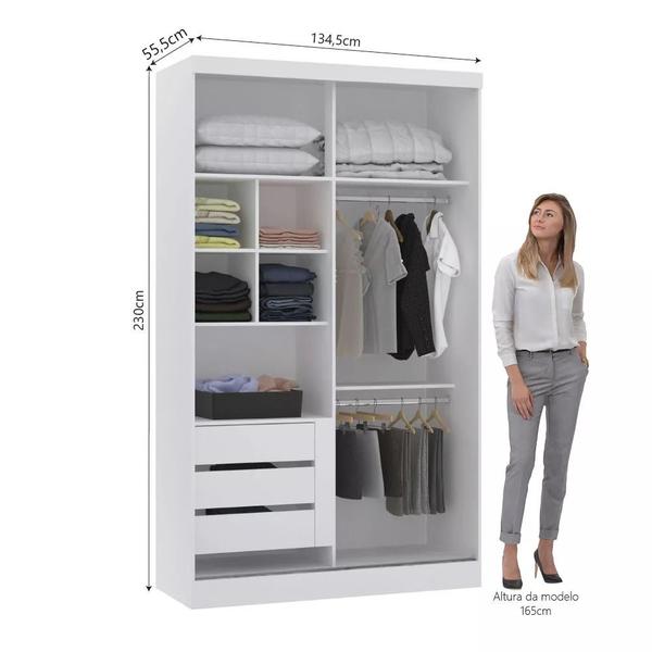 Imagem de Guarda Roupa Modulado 134,50cm 2 Portas de Correr com Espelho Alpes Luciane Móveis