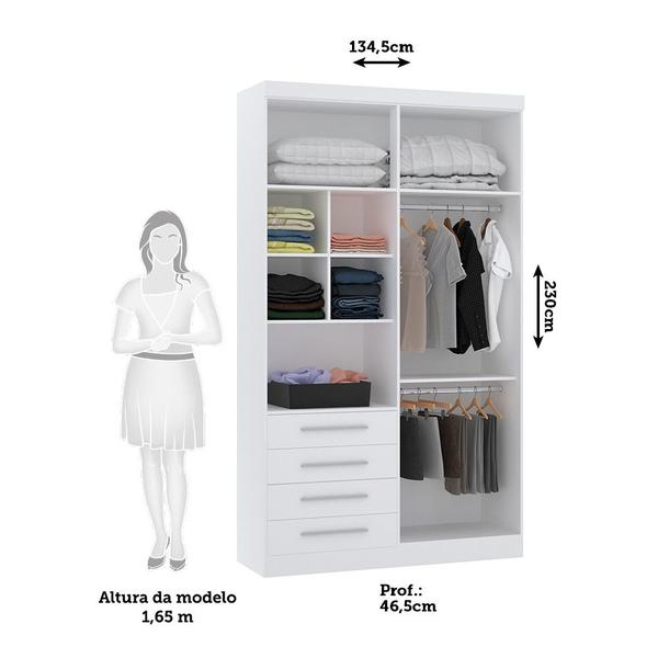 Imagem de Guarda Roupa Modulado 134,50cm 4 Portas e 4 Gavetas Alpes Luciane Móveis