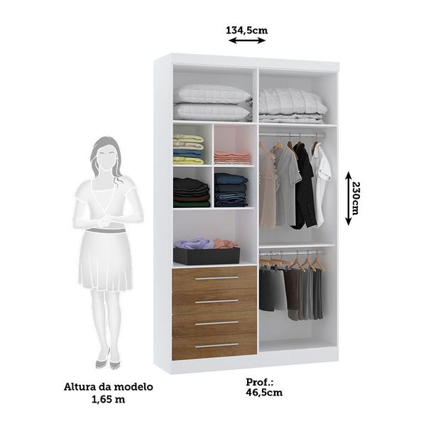 Imagem de Guarda Roupa Modulado 134,50cm 4 Portas e 4 Gavetas Alpes Luciane Móveis