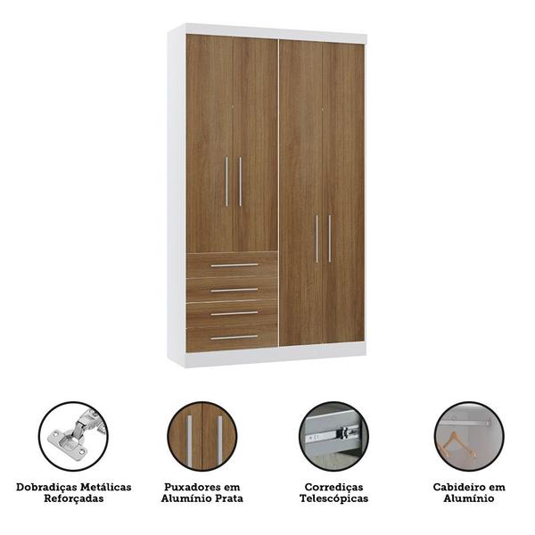 Imagem de Guarda Roupa Modulado 134,50cm 4 Portas e 4 Gavetas Alpes Luciane Móveis