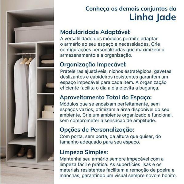 Imagem de Guarda-roupa Modulado 2 Peças 4 Portas Jade Cabecasa Madeiramadeira Branco Fosco