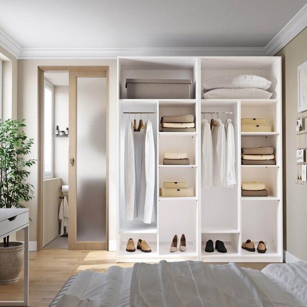 Imagem de Guarda-roupa Modulado 2 Peças sem Portas Jade Cabecasa Madeiramadeira Branco Fosco