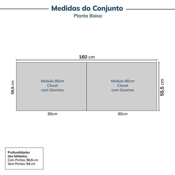 Imagem de Guarda-roupa Modulado 2 Peças sem Portas Jade Cabecasa Madeiramadeira