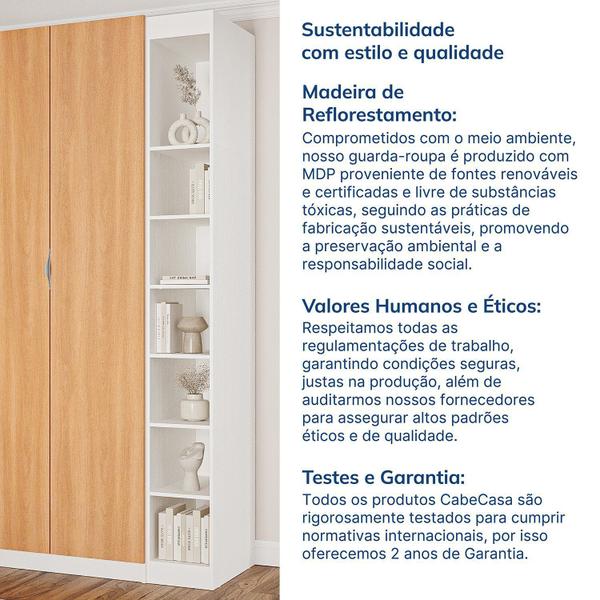 Imagem de Guarda-roupa Modulado 2 Portas 3 Peças Hera Cabecasa Madeiramadeira Branco Geada/Louro/Cinza