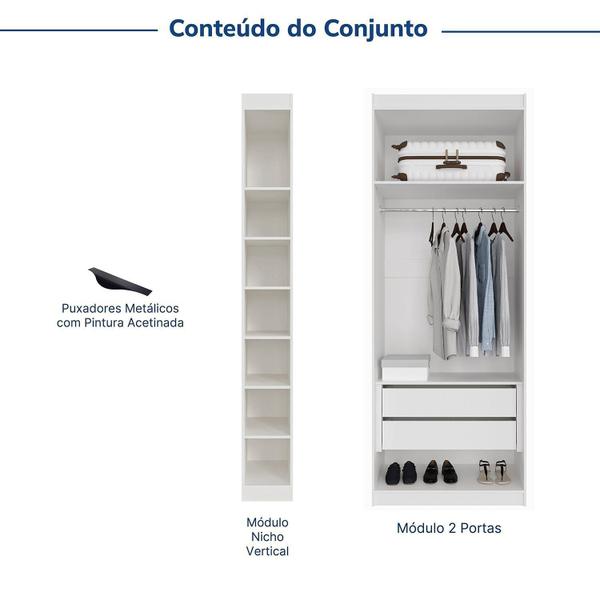 Imagem de Guarda-roupa Modulado 2 Portas 3 Peças Hera Cabecasa Madeiramadeira Branco Geada/Louro/Preto