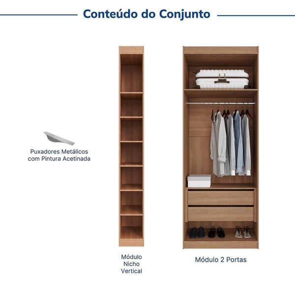 Imagem de Guarda-roupa Modulado 2 Portas 3 Peças Hera Cabecasa Madeiramadeira Louro/Cinza