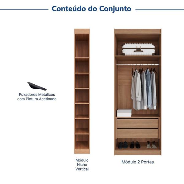 Imagem de Guarda-roupa Modulado 2 Portas 3 Peças Hera Cabecasa Madeiramadeira Louro/Preto