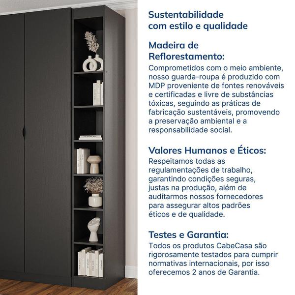 Imagem de Guarda-roupa Modulado 2 Portas 3 Peças Hera Cabecasa Madeiramadeira Preto