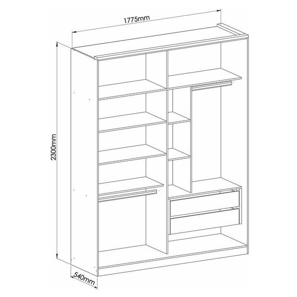 Imagem de Guarda Roupa Modulado 2 Portas de Correr 2 Gavetas Elegance Móveis Castro