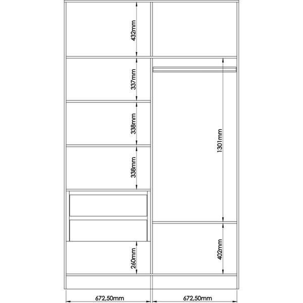 Imagem de Guarda Roupa Modulado 2 Portas de Correr 2 Gavetas Requinte