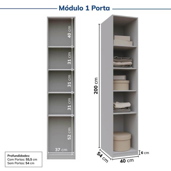 Imagem de Guarda-roupa Modulado 3 Peças 5 Portas Jade Cabecasa Madeiramadeira