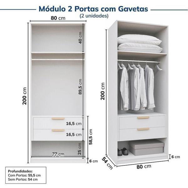 Imagem de Guarda-roupa Modulado 3 Peças 6 Portas Jade Cabecasa Madeiramadeira