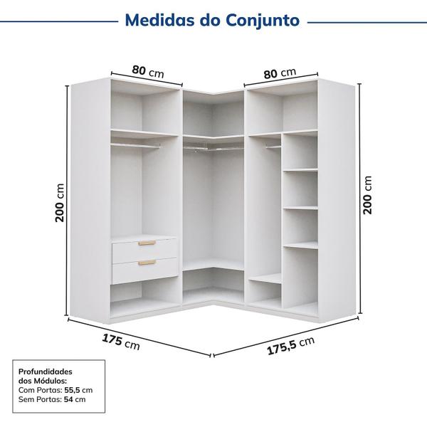 Imagem de Guarda-roupa Modulado 3 Peças sem Portas Jade Cabecasa Madeiramadeira