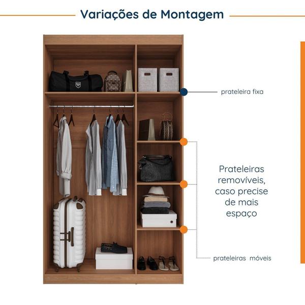 Imagem de Guarda Roupa Modulado 3 Portas com Cabideiro Hera Cabecasa Madeiramadeira