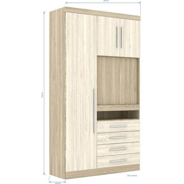 Imagem de Guarda Roupa Modulado 3 Portas com Painel Para TV 194 Master Avelã Rústico/Ártico Rústico - Eucamóveis