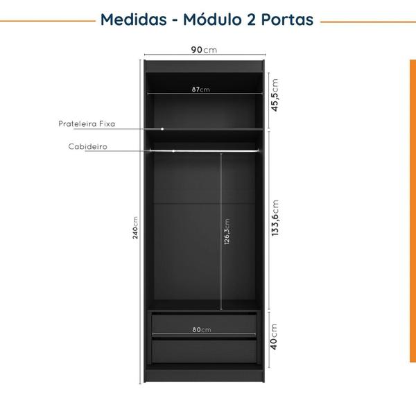 Imagem de Guarda Roupa Modulado 4 Portas 3 Peças com Escrivaninha Hera CabeCasa MadeiraMadeira