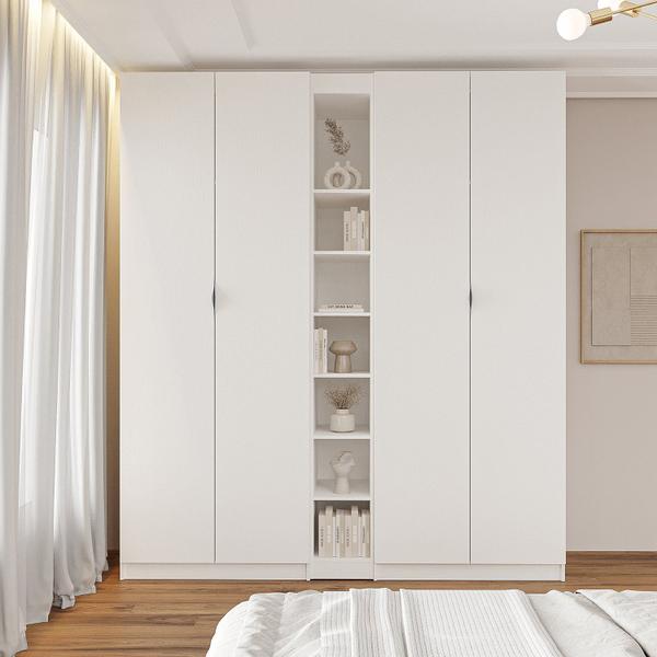 Imagem de Guarda-roupa Modulado 4 Portas 3 Peças Hera Cabecasa Madeiramadeira Branco Geada/Cinza