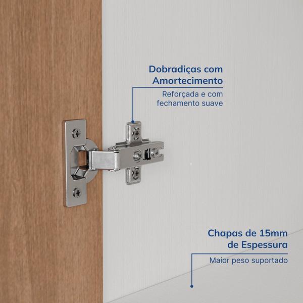 Imagem de Guarda-roupa Modulado 4 Portas 3 Peças Hera Cabecasa Madeiramadeira Branco Geada/Louro/Cinza