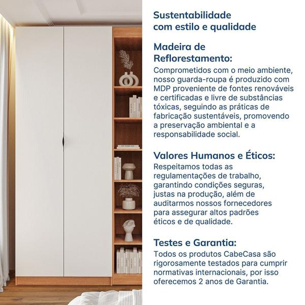 Imagem de Guarda-roupa Modulado 4 Portas 3 Peças Hera Cabecasa Madeiramadeira Louro/Branco Geada/Preto