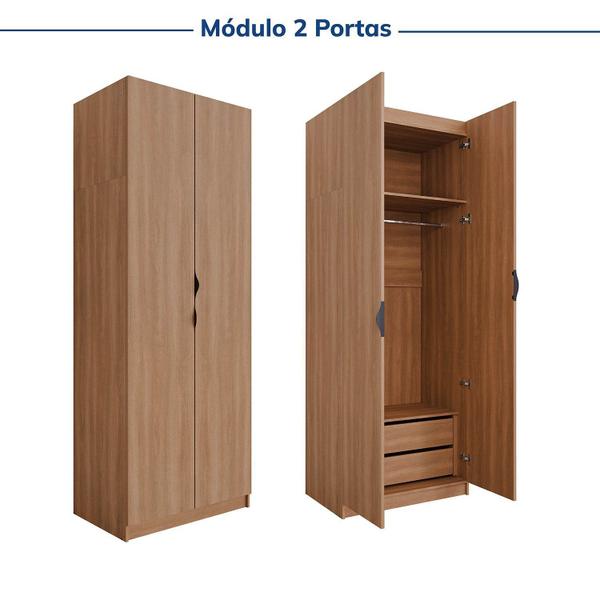 Imagem de Guarda-roupa Modulado 4 Portas 3 Peças Hera Cabecasa Madeiramadeira Louro/Preto