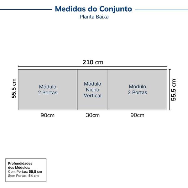 Imagem de Guarda-roupa Modulado 4 Portas 3 Peças Hera Cabecasa Madeiramadeira