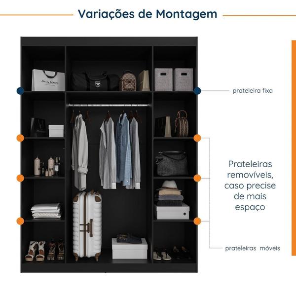 Imagem de Guarda Roupa Modulado 4 Portas com Cabideiro Hera Cabecasa Madeiramadeira