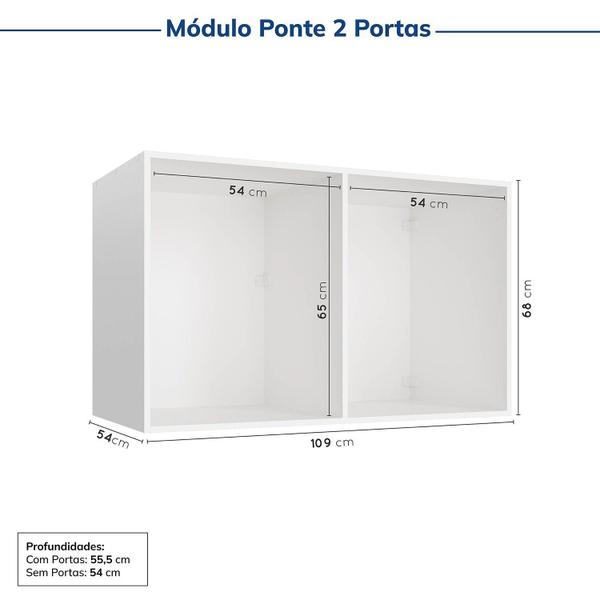 Imagem de Guarda-roupa Modulado 6 Portas 6 Peças Hera Cabecasa Madeiramadeira Branco Geada/Cinza