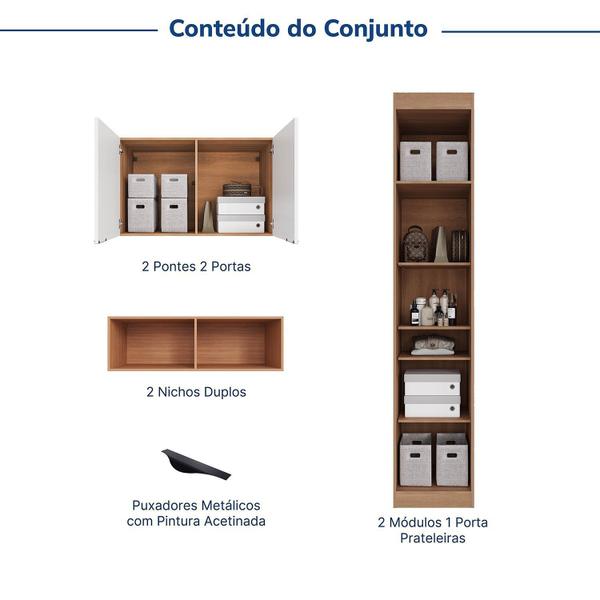 Imagem de Guarda-roupa Modulado 6 Portas 6 Peças Hera Cabecasa Madeiramadeira Louro/Branco Geada/Preto