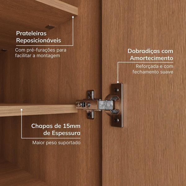 Imagem de Guarda-roupa Modulado 6 Portas 6 Peças Hera Cabecasa Madeiramadeira Louro/Preto