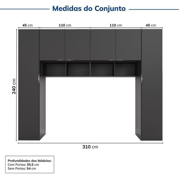 Imagem de Guarda-roupa Modulado 6 Portas 6 Peças Hera Cabecasa Madeiramadeira Preto/Cinza