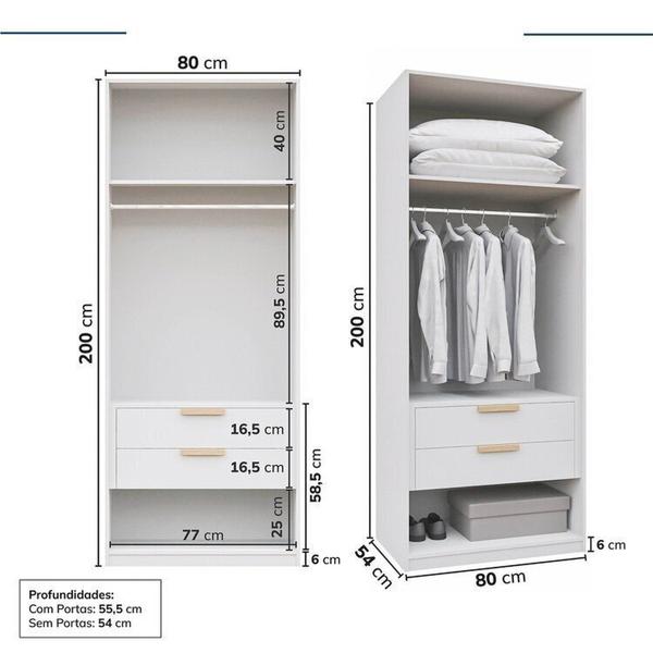 Imagem de Guarda-roupa Modulado 7 Peças 7 Portas 2 Mesa Cabeceira Jade Cabecasa Madeiramadeira