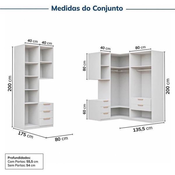 Imagem de Guarda-roupa Modulado 7 Peças 7 Portas 2 Mesa Cabeceira Jade Cabecasa Madeiramadeira