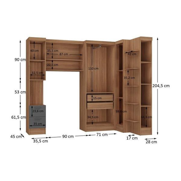 Imagem de Guarda-Roupa Modulado 7 Portas 4 Gavetas 5 Peças Hecol Móveis