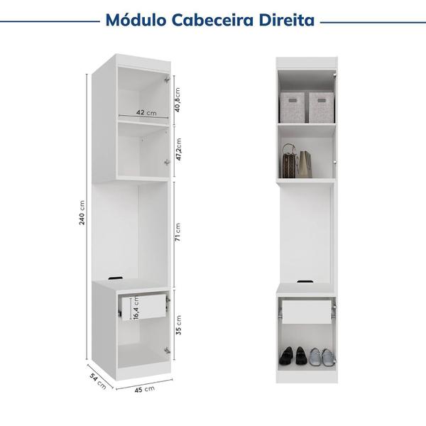 Imagem de Guarda-roupa Modulado 7 Portas 4 Peças Hera Cabecasa Madeiramadeira Branco Geada/Louro/Cinza