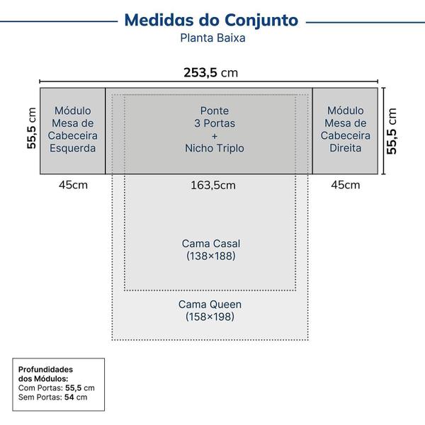 Imagem de Guarda-roupa Modulado 7 Portas 4 Peças Hera Cabecasa Madeiramadeira Louro/Branco Geada/Cinza