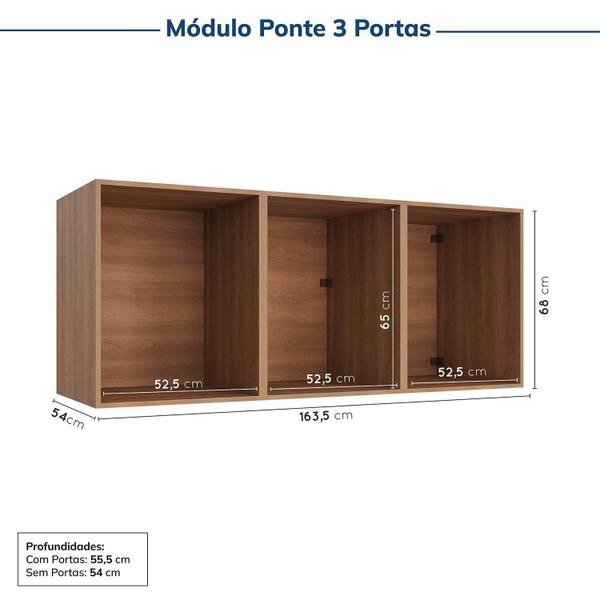 Imagem de Guarda-roupa Modulado 7 Portas 4 Peças Hera Cabecasa Madeiramadeira Louro/Cinza