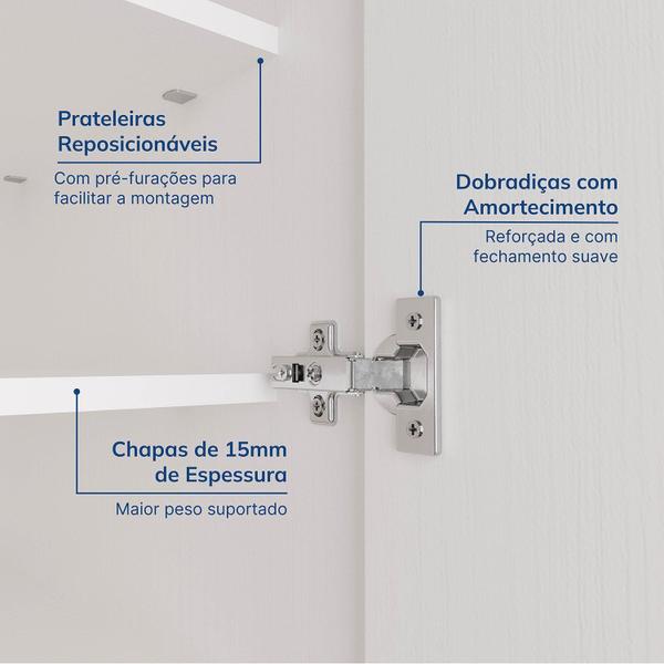 Imagem de Guarda-roupa Modulado 7 Portas 5 Peças Hera Cabecasa Madeiramadeira Branco Geada/Preto