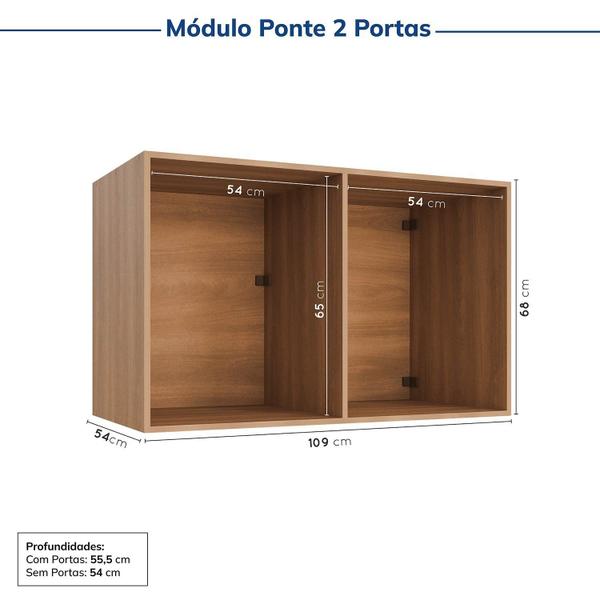 Imagem de Guarda-roupa Modulado 7 Portas 5 Peças Hera Cabecasa Madeiramadeira Louro/Branco Geada/Preto