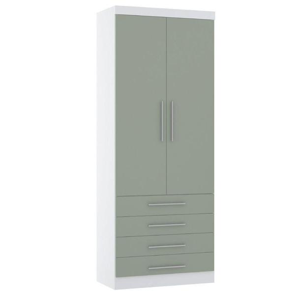 Imagem de Guarda Roupa Modulado 90cm 2 Portas E 4 Gavetas Alpes Luciane Móveis Branco Pf Com Verde Pf