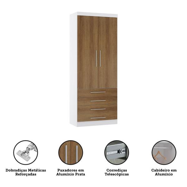 Imagem de Guarda Roupa Modulado 90cm 2 Portas e 4 Gavetas Alpes Luciane Móveis