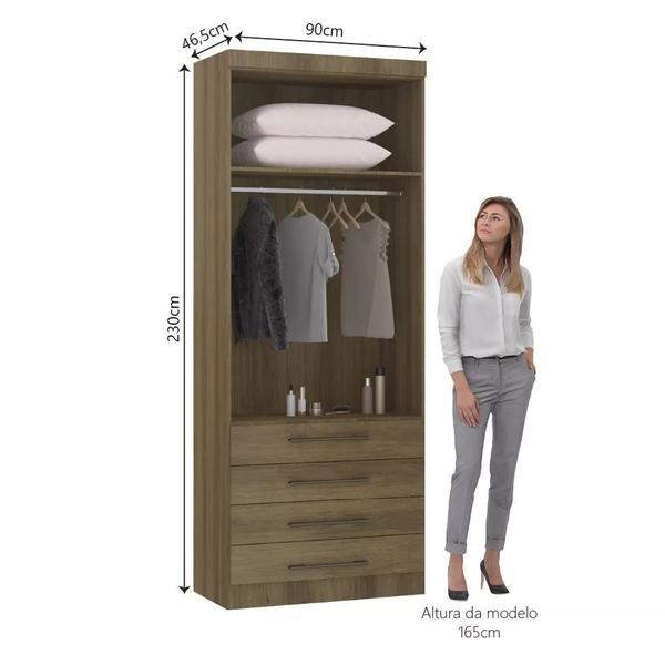 Imagem de Guarda Roupa Modulado 90cm 2 Portas e 4 Gavetas Paris Luciane Móveis