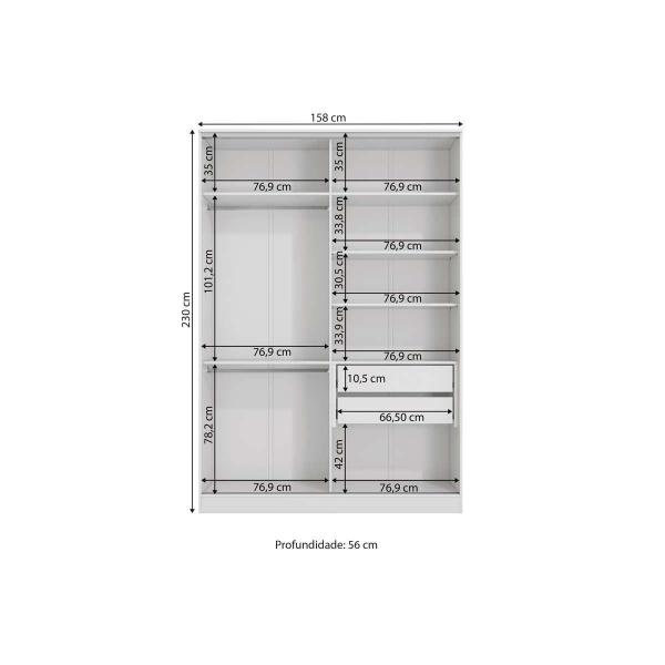 Imagem de Guarda Roupa Modulado Adapt N537 c/ 2 Portas de Correr e 2 Gavetas Nogueira - Kappesberg