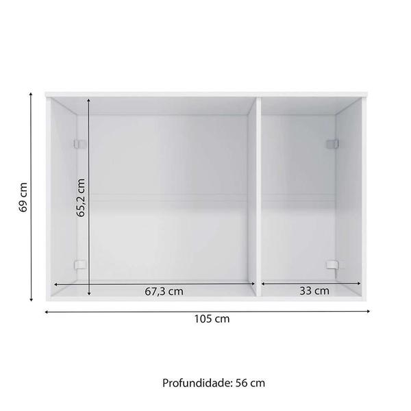 Imagem de Guarda-Roupa Modulado Aéreo Cavi 3 PT Branco 105 cm