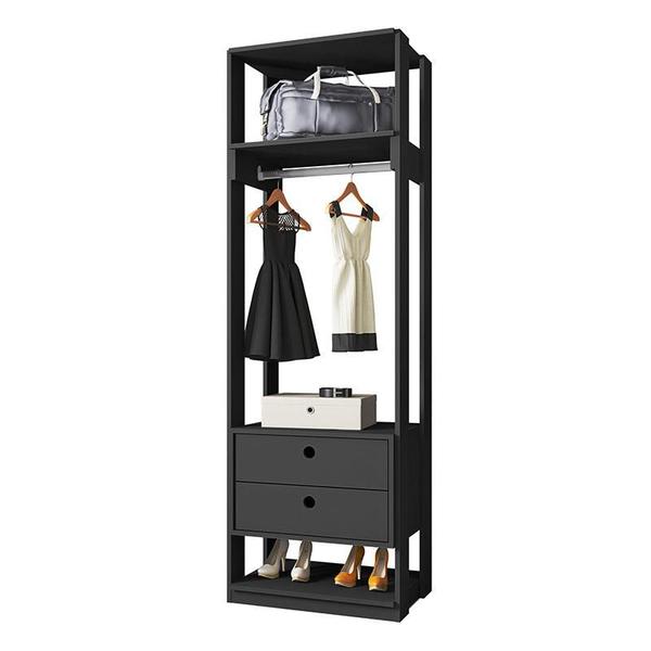 Imagem de Guarda Roupa Modulado Ambiente Titan com Gavetas Preto - Móveis Leão