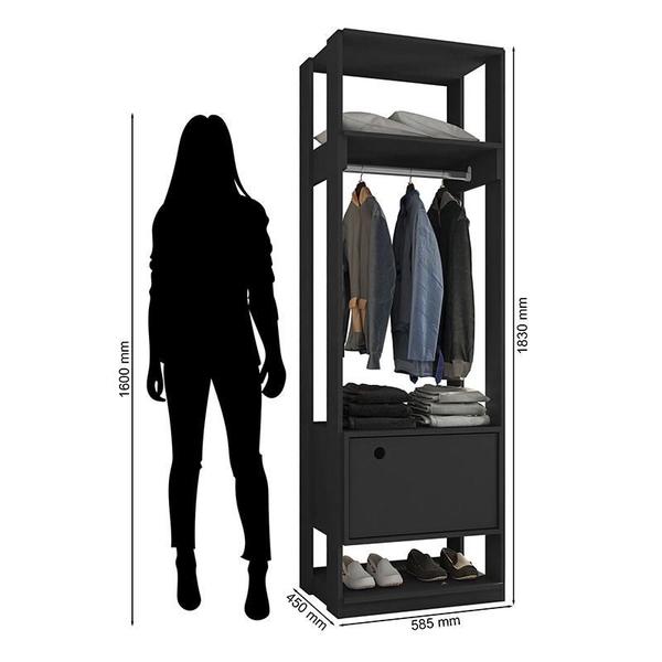 Imagem de Guarda Roupa Modulado Ambiente Titan com Porta Preto - Móveis Leão