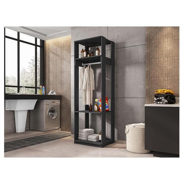 Imagem de Guarda Roupa Modulado Ambiente Titan com Prateleiras Preto - Móveis Leão