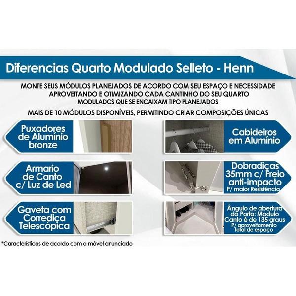 Imagem de Guarda Roupa Modulado c/ 2 Portas e 3 Gavetas MC03 Seletto Areia/Jequitibá - Henn