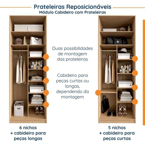 Imagem de Guarda Roupa Modulado Canto 4 Peças Canto Nicho com 2 Gavetas Joy CabeCasa MadeiraMadeira