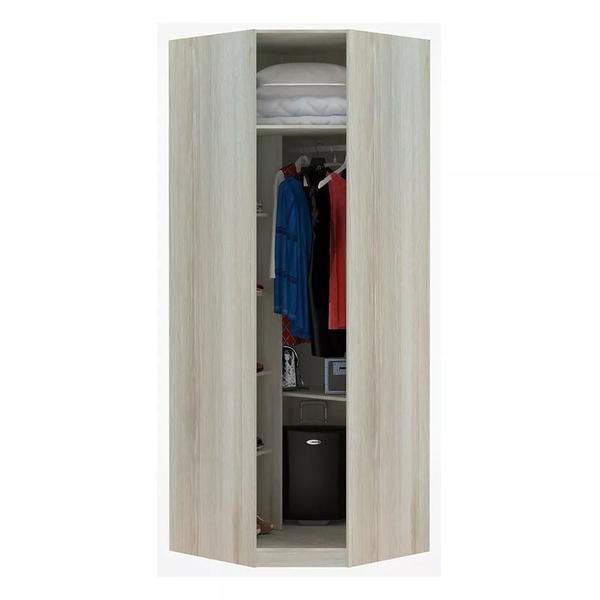 Imagem de Guarda Roupa Modulado Canto Obliquo 1 Porta 1 Cabideiro 6 Prateleiras Prime Luciane Móveis