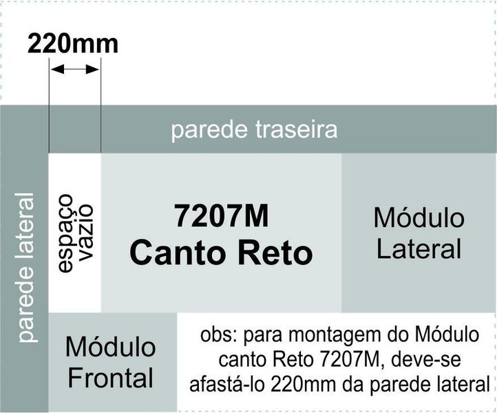 Imagem de Guarda Roupa Modulado Canto Reto 1 Porta Requinte+ Móveis Castro